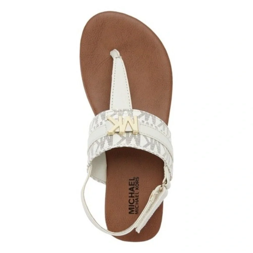 MICHAEL KORS  Girls Jaliyah  MK Logo T-Strap Sandals White Soft Gold -various